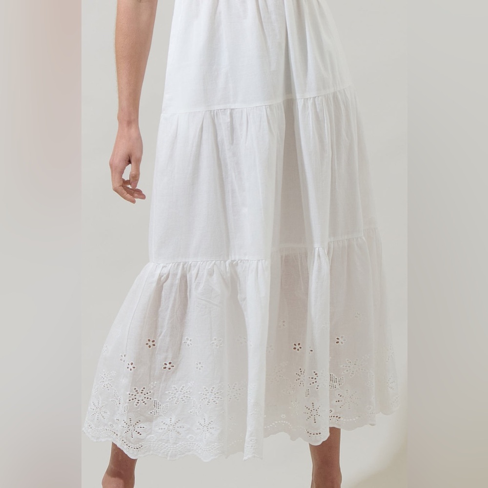 White Ruffle Maxi Dress Tiered Small NWT SUGARLIPS - Picture 3 of 9